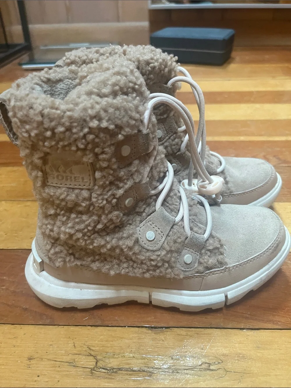 Sorel Kids Beige/Tan Sherpa Winter Boots